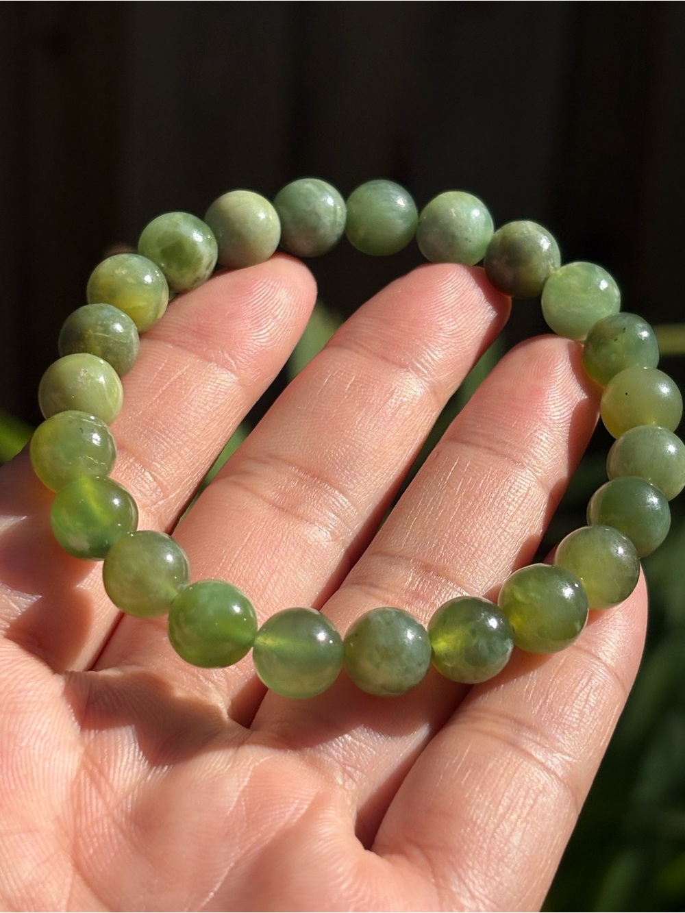 9mm Stretchable Green Xiuyu Jade Bracelet 7 In 2703